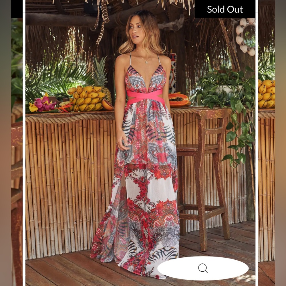 New! VICI Serendipity Printed Cutout Maxi Dress